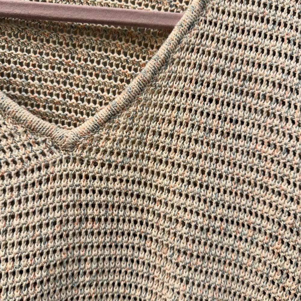 Madewell Women's Cream Speckled V-Neck Knit Crop Sweater - Picture 2 of 5